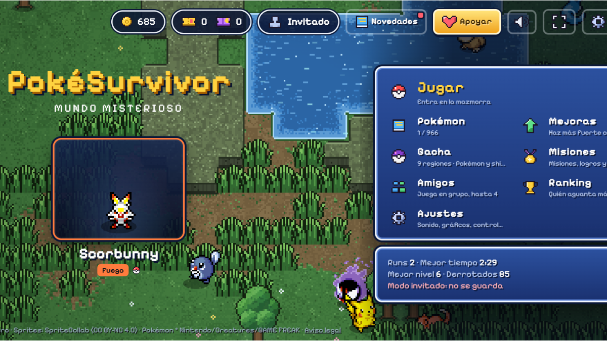 PokéSurvivor: Todo sobre este juego de supervivencia de Pokémon gratuito online al estilo survivor.io