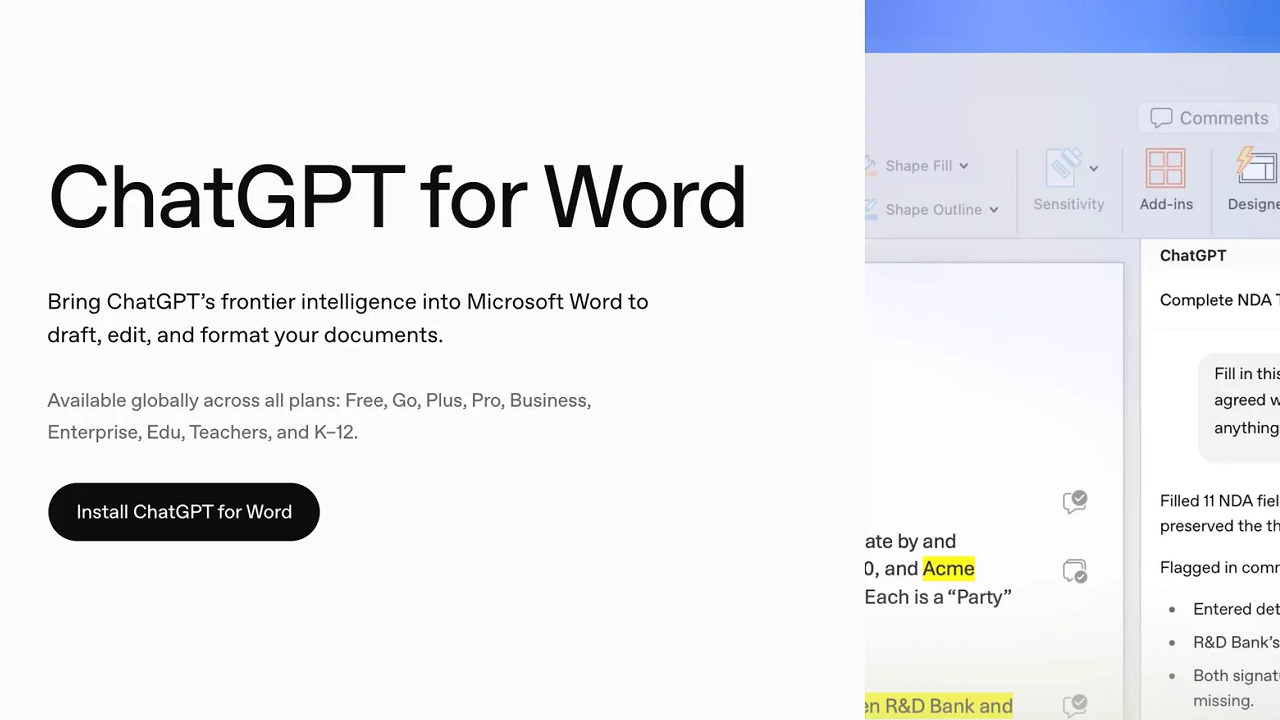 ChatGPT for Word: How OpenAI Brings Codex Into Microsoft Word