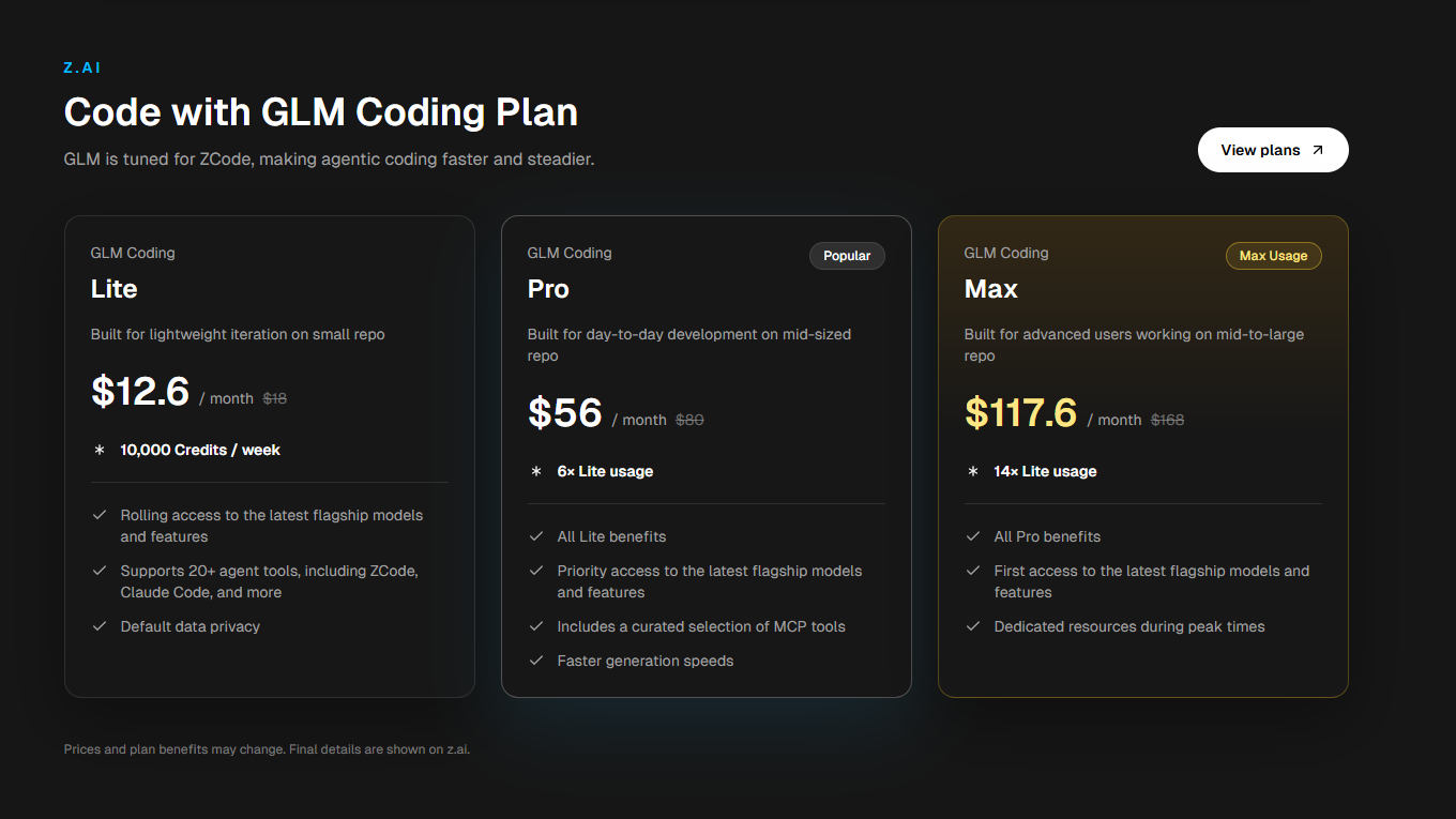 ZCode 價格 2026：GLM Coding 方案解析