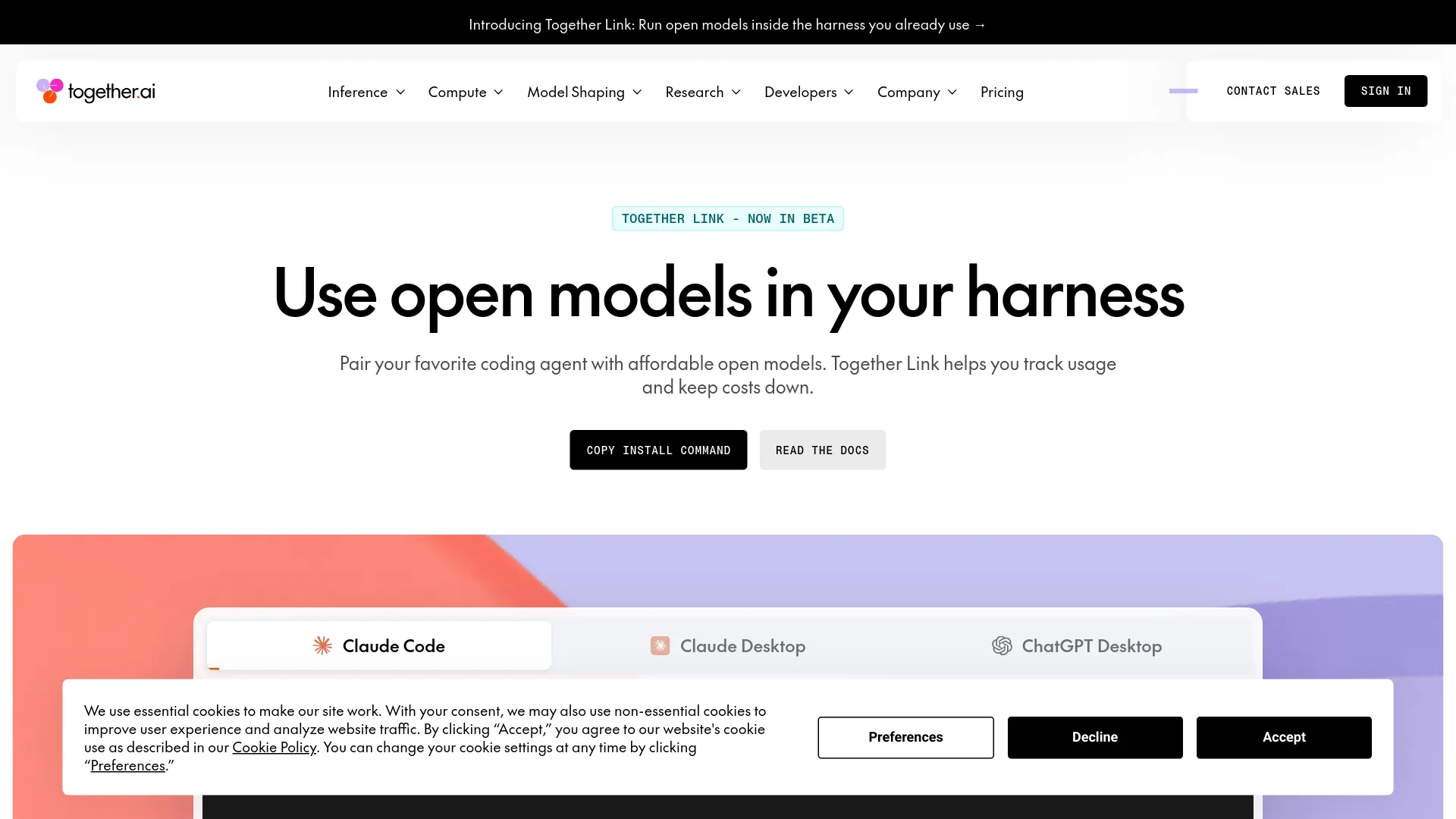 Together Link: agentes de código com modelos abertos da Together AI