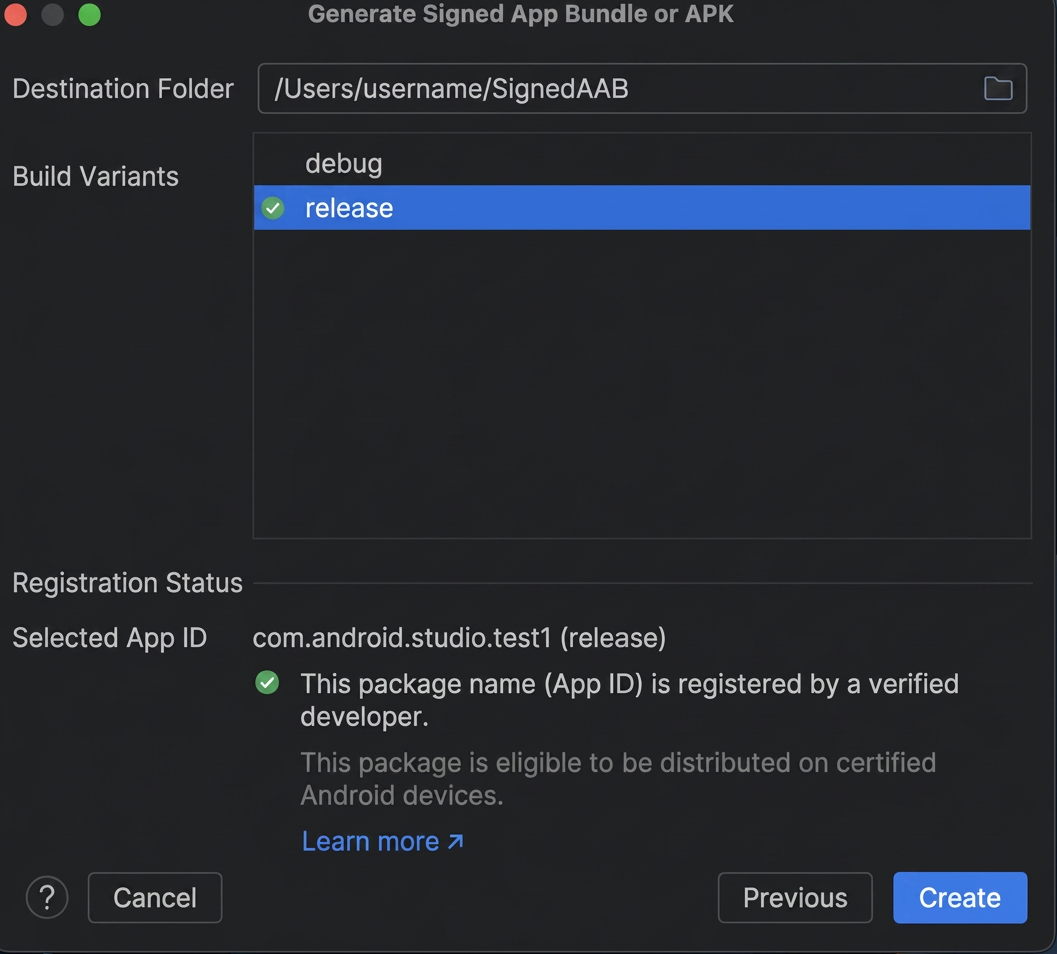 Android Studio shows registration status 